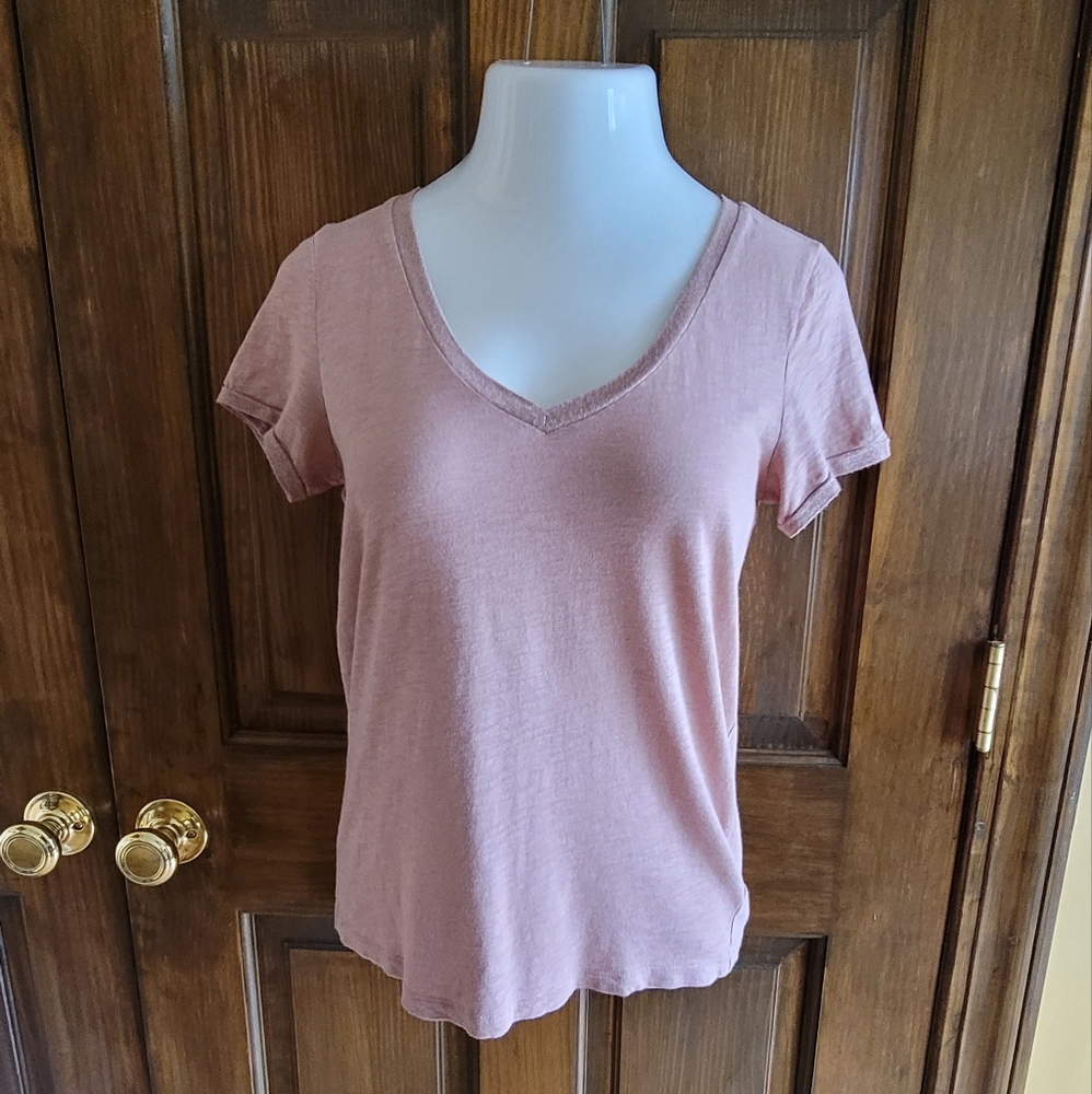 Express Easy Slub Tee Rose Sz Small P2P 17 L 17